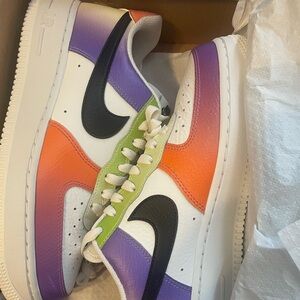 Nike Air Force, rainbow, size 9 in women’s, brand new with box
